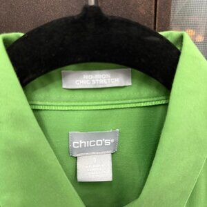 Chico's No Iron, Green, 3/4 sleeve button shirt, Size 1 (US 8-10 M)